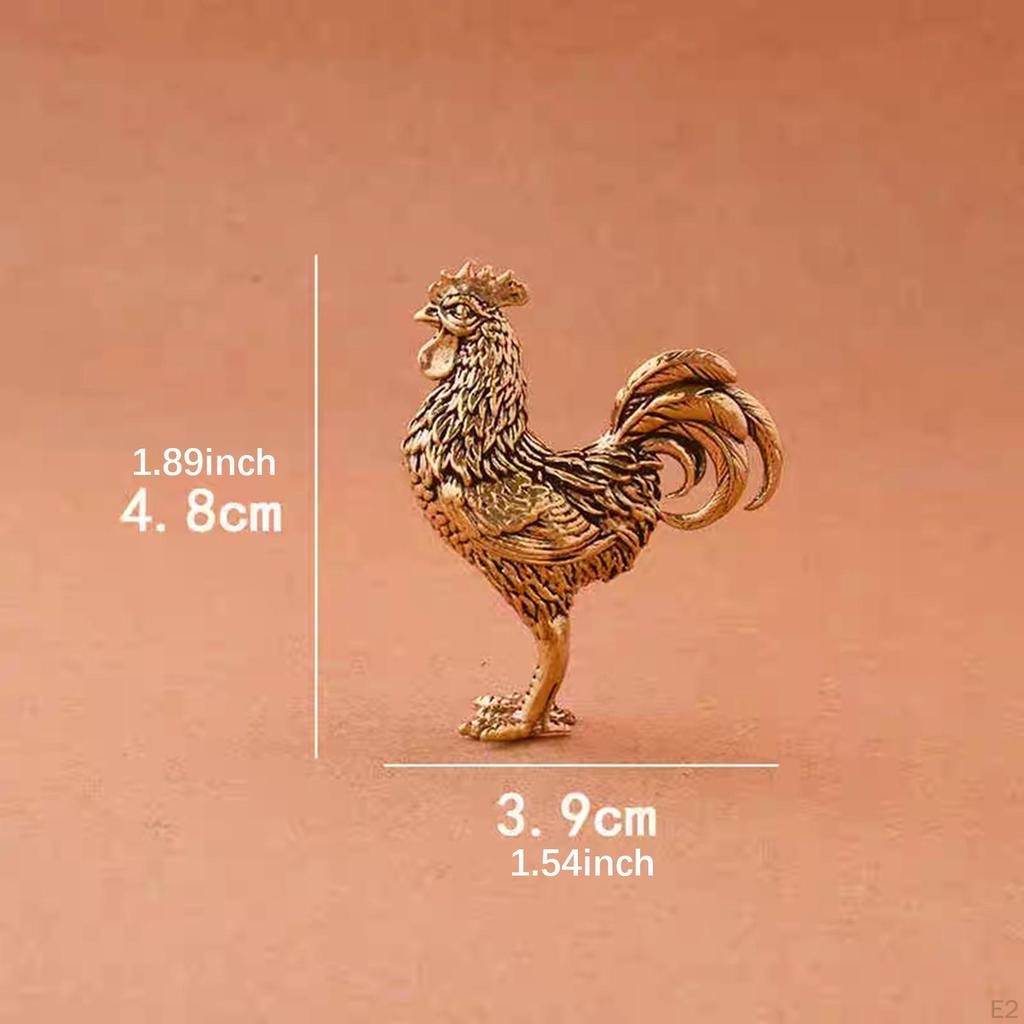Brass Chicken Figurine Pet Animal Tabletop Decor for Bathroom