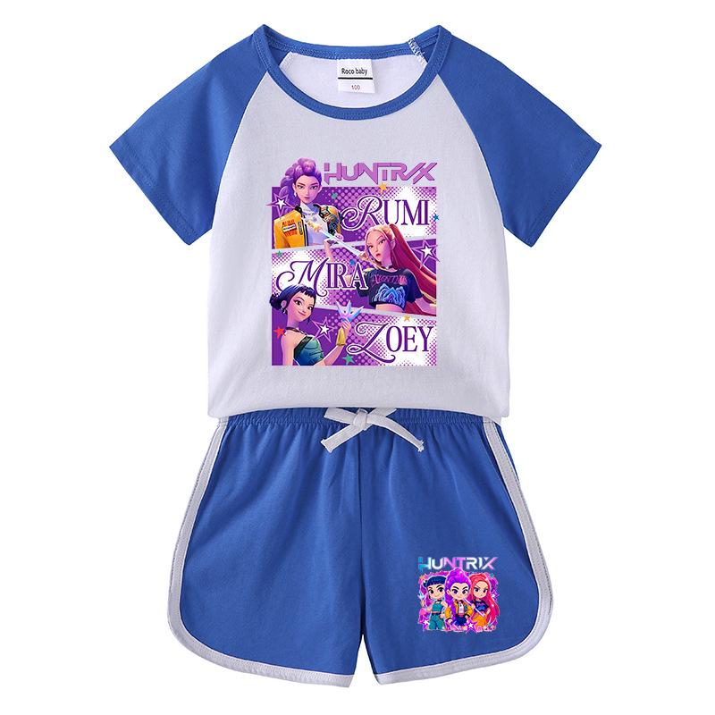 Completo Due Pezzi Kpop Demon Slayer per Bambini: T-shirt a maniche corte e pantaloncini 150cm