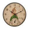Gartenwanduhr für drinnen/draußen 12 Zoll Vintage Harzuhr mit Thermometer