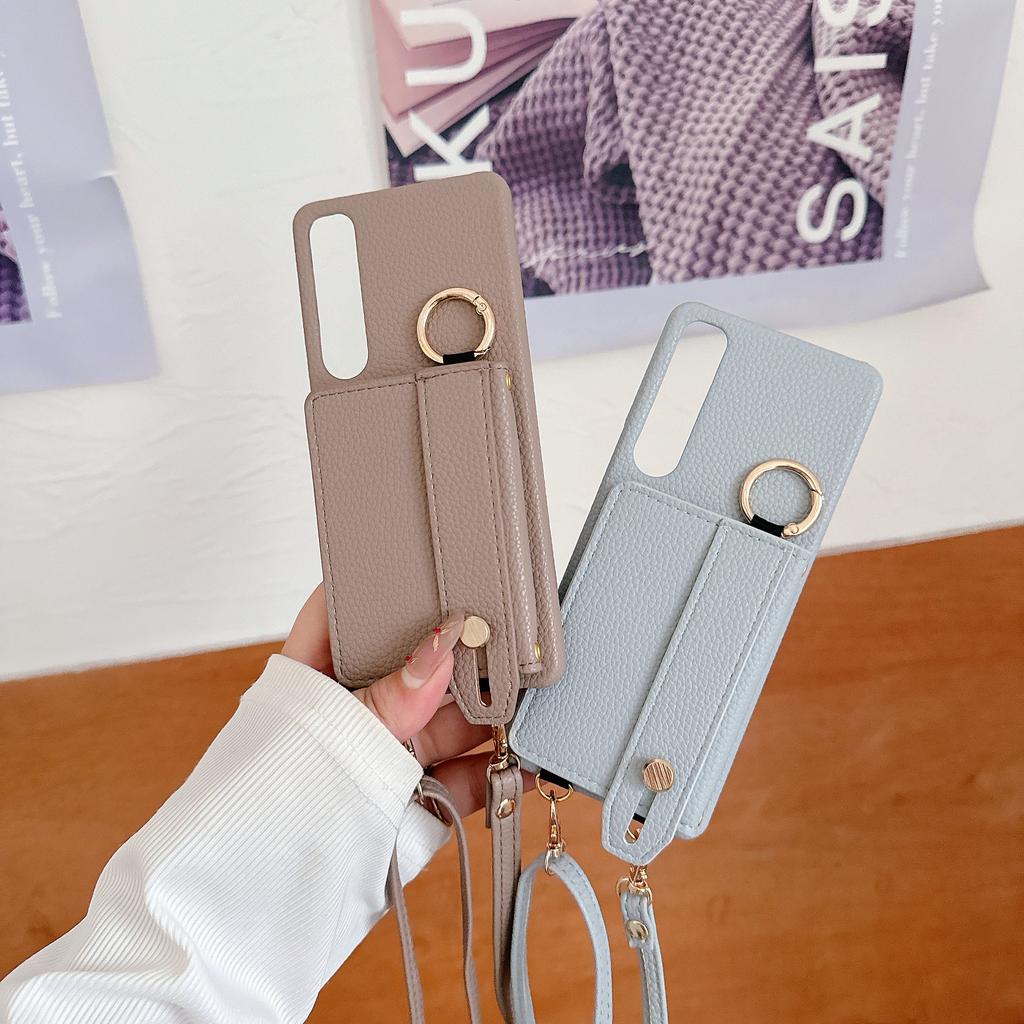 Wrist Strap Crossbody Ring Holder Magnetic Wallet Leather Case For Sony Xperia 1V 10V 5V 5IV 10IV 1IV 5V Long Lanyard Bag Cover
