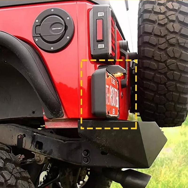 Rear License Plate Holder Bracket with Light for Jeep Wrangler JK JKU Black Car Tag Mounting Frame Exterior Accessories Replacement