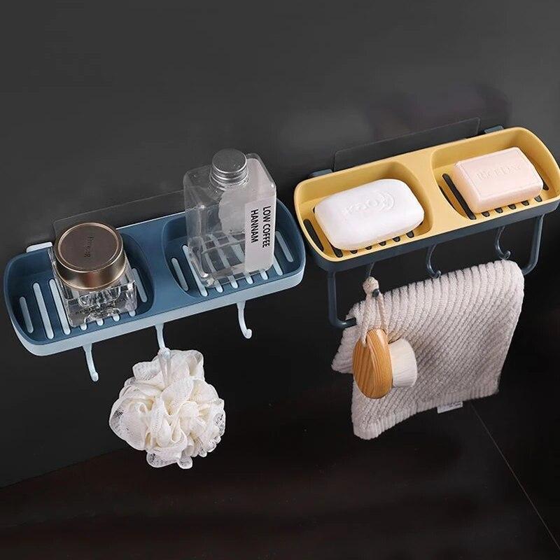 1pc Bathroom Soap Holder, Wall Mounted Multifunctional, Placement And Suspension, Wall Mounted No Punch Soap Dish