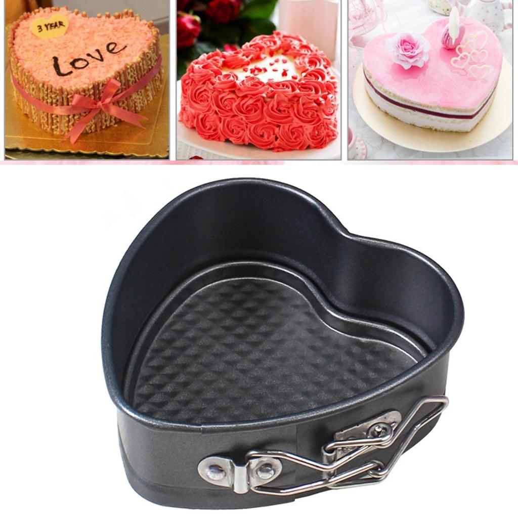 Buckle Baking Tray Bake Spring Quickly Sponges Cake Tin Cans Valentines Clips Coating Easily Easy Exquisite Form Heart Shaped