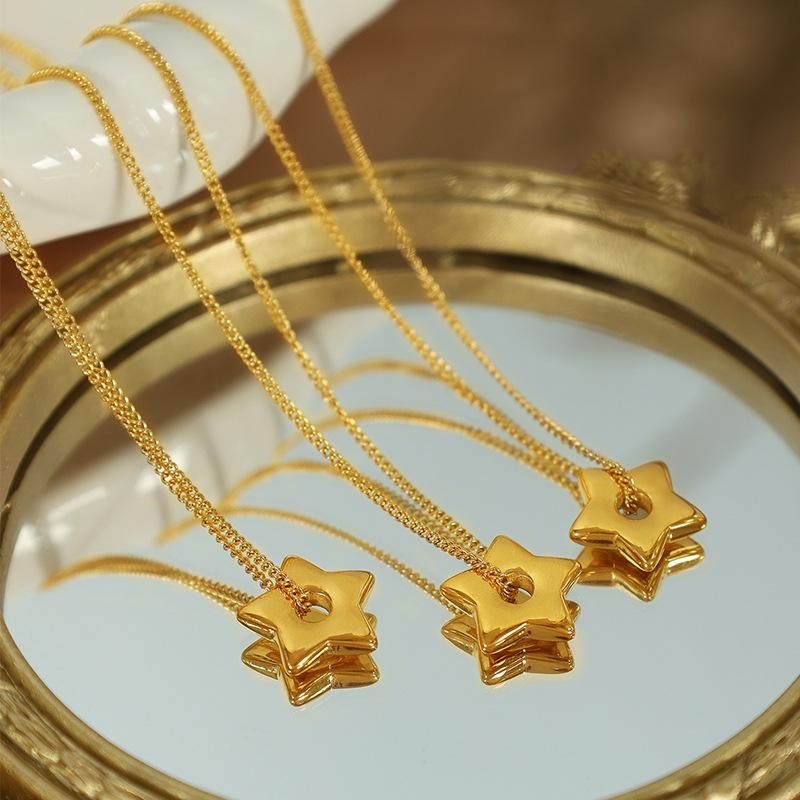 Korean simple lucky little star love necklace sweet versatile small fresh earrings age-reducing women's jewelry set