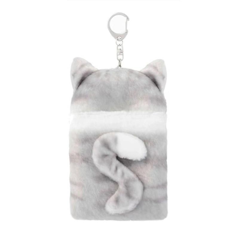 Adorable Plush Cat Keychain With Cute Cat Id Holder And Soft Short Plush