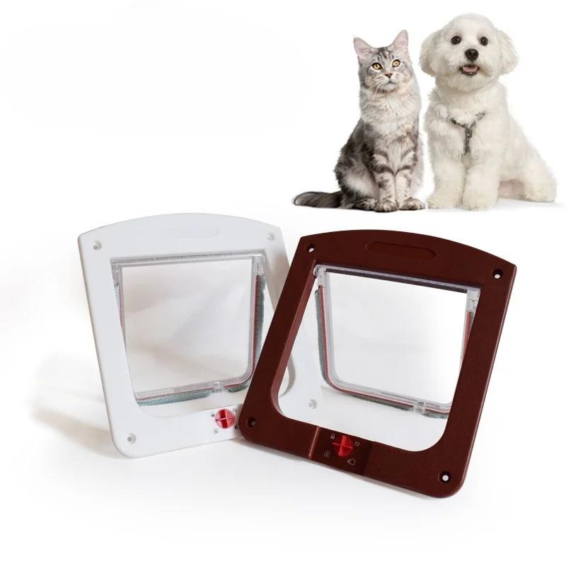 1Pc Cat Dog Flap Door With 4 Way Locking Kitten Small Pet Dual Entry And Exit Door Weatherproof Pet Safety Doors Weatherproof