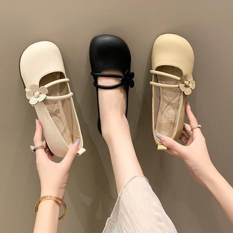 Flat single shoes women's summer evening gentle shoes 2025 new grandma shoes with skirts one pedal Mary Jane Doudou shoes