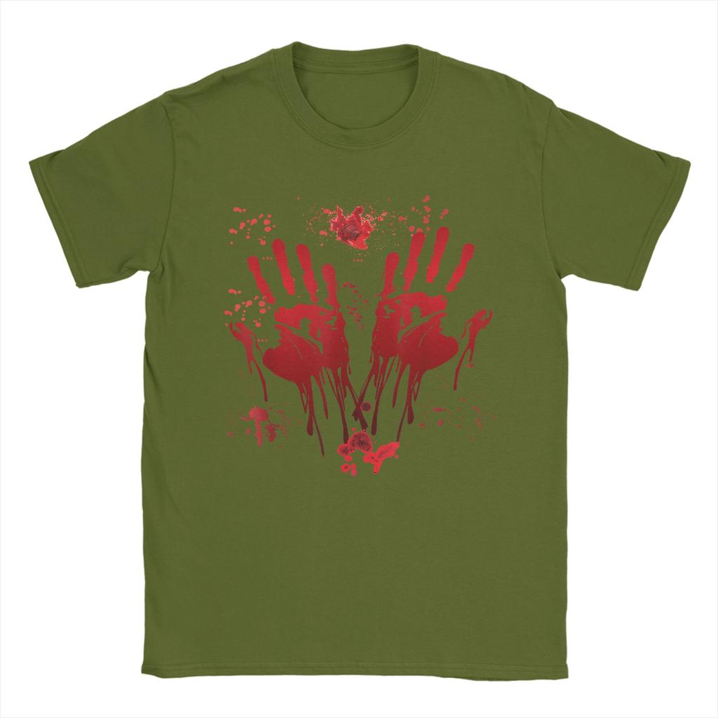Men's Halloween Bloody Hands Blood Splash T Shirt Zombie Cotton merch Casual Short Sleeve O Neck Tee Shirt 4XL 5XL 6XL T-Shirts