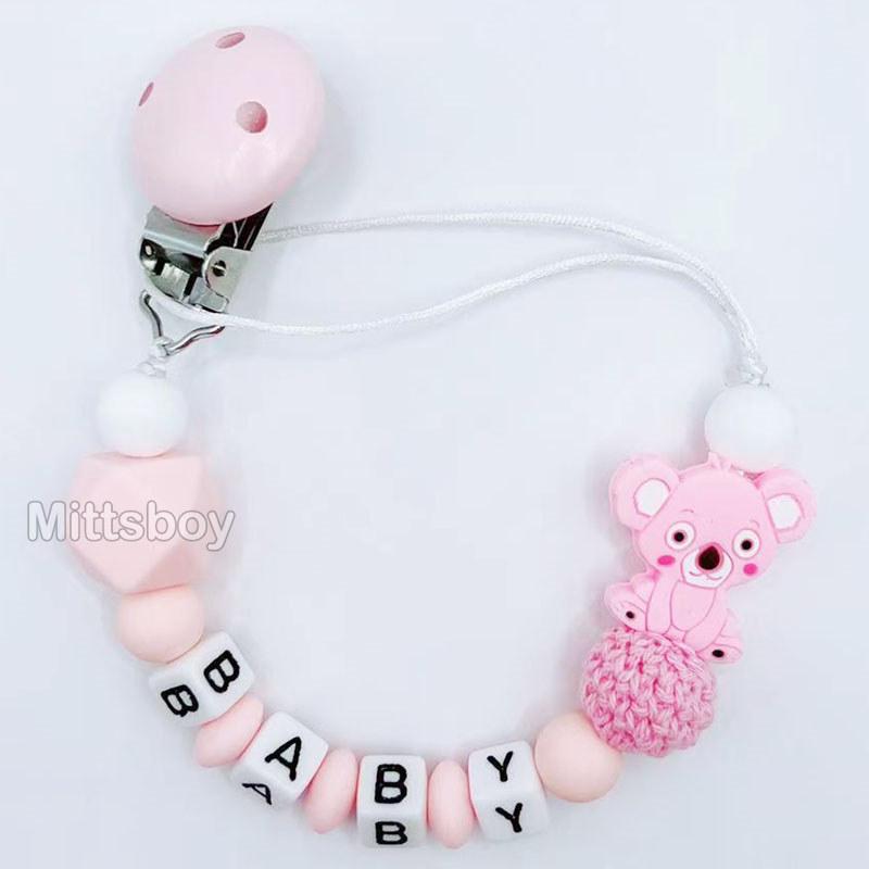 Personalized Name Handmade Silicone Baby Beech Dummy Pacifier Clip Safe Teething Chain Teether Pacifier chains Holder Chain Gift