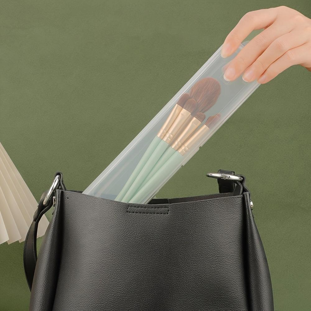 Transparent Flip Portable Storage Box Eyebrow Pencil Toothbrush Storage Box Travel Makeup Brush Storage Container