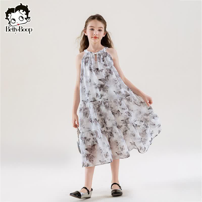 

Betty Girls 2026 Summer New Chinese Style Sleeveless Floral Chiffon Dress 160 cm