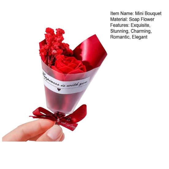 Valentine's Day Fake Mini Bouquet Artificial Aromatherapy Soap Rose Bouquet Simulation Dried Baby Breath Flower Gifts for Mom Women Wife