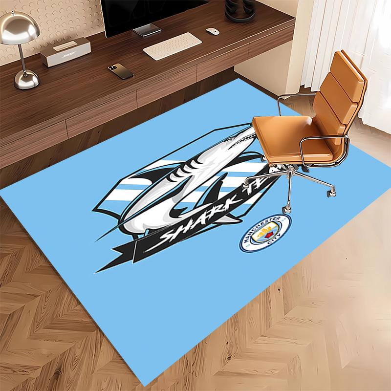 1pc Manchester City Football Club Print Area Rug - Soft, Washable Non-Slip Indoor Mat, Living Room, Home Office Decorative Rug,Office Decorative