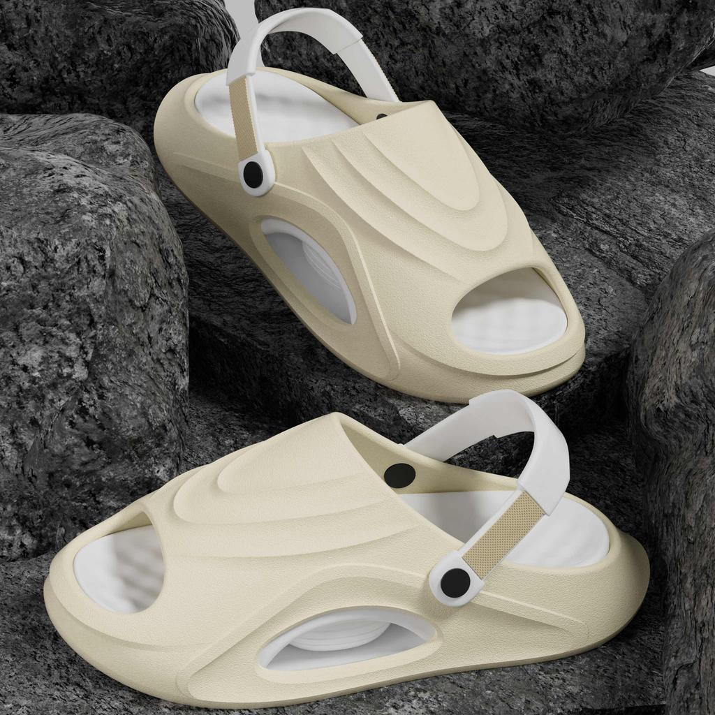 Fashion Fashion Summer Slippers Men Shock-absorbing Thick Bottom Slippers Platform Bathroom Slides Outdoor Non-Slip Casual Beach Sandals