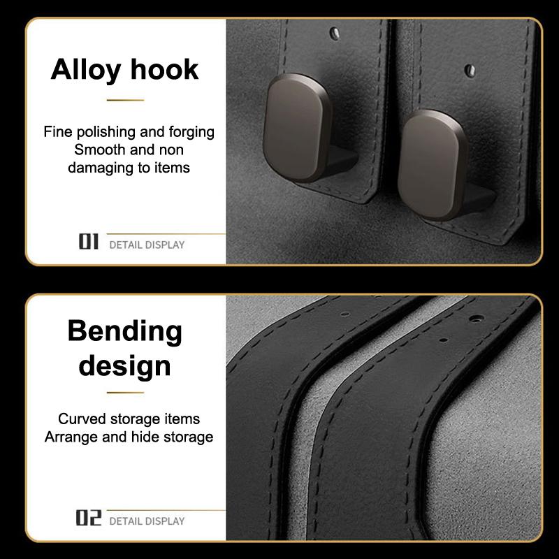 2 i 1 Bil Nakkestøtte Krok Premium Semsket Baksete Hengende Dobbel Krok 15 kg Stor Bærende Legeringskrok Henger Universell