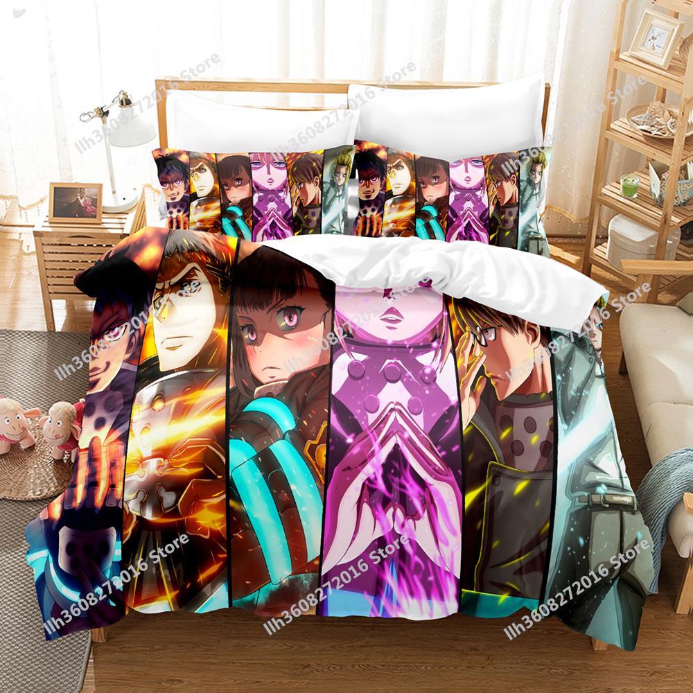 Fire Force Bedding Set Single Twin Full Queen King Size Bed Set Adult Kid Bedroom Three-Piece Suits 3D Print Anime Bed Shee