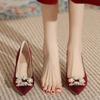 Rhinestone High Heel Wedding Shoes Women Fall Winter 2026 Satin Dress Square Button Single Shoes