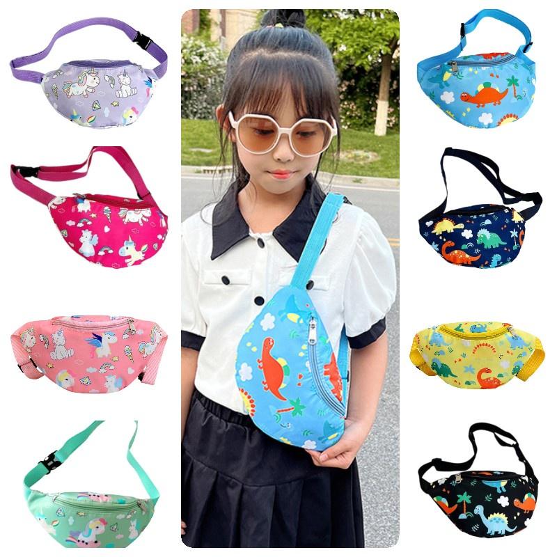 Cute Unicorn Kids Waist Bag Cartoon Dinosaur Shoulder Bag Nylon Material Lightweight And Theft-proof