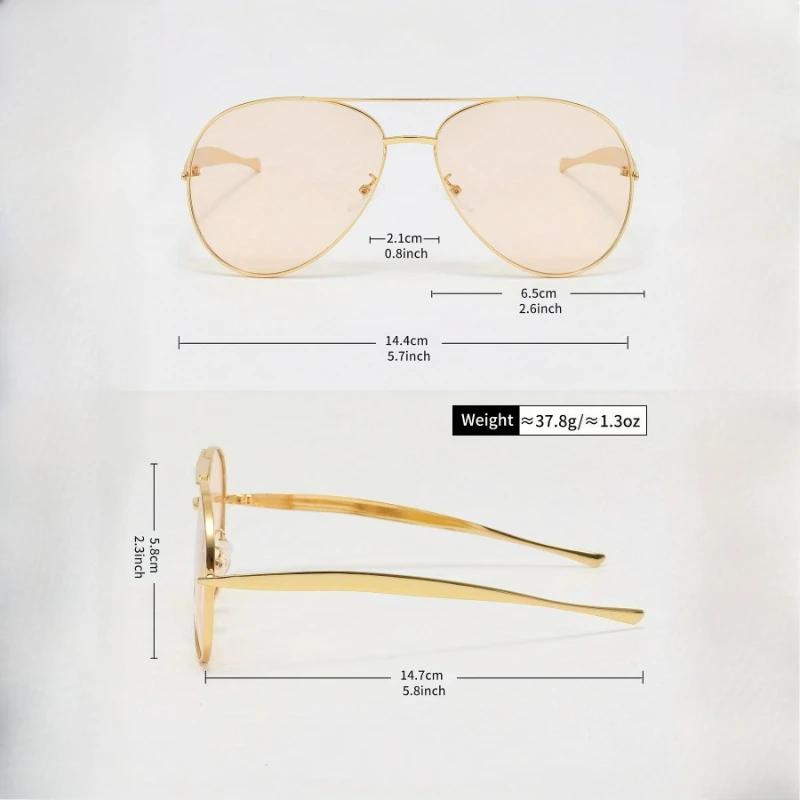 Toad Shaped Sunglasses for Women Metal New Retro Sunglasses for Men Large Frame Pilot Double Beam Sunglasses