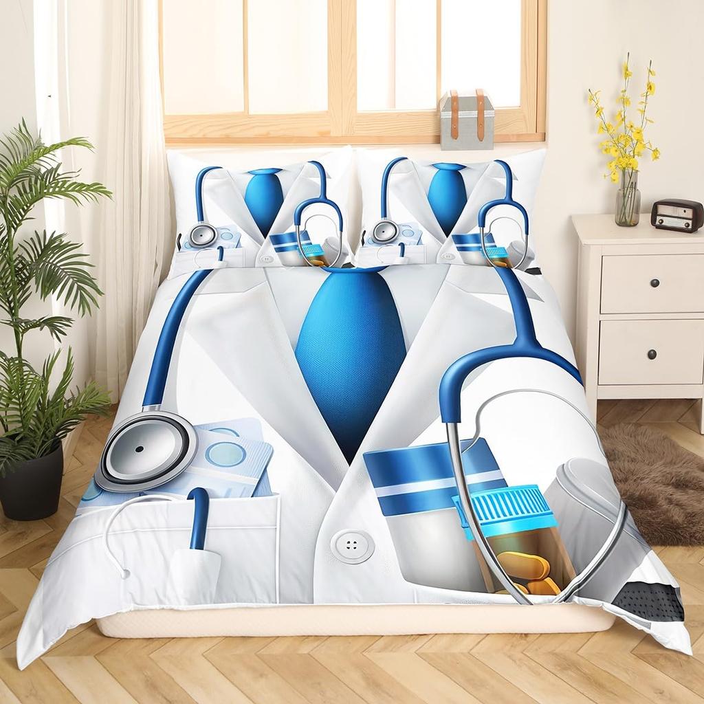 Duvet Covers For Want To Be Doctors Kids Teens Queen King Size Lightweight Down Room Decor 2 Pillowcases 1 Duvet Cover No Quilt