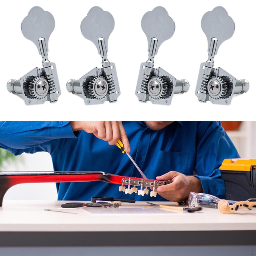 4 Pieces Electric Bass Tuning Pegs Knobs Keys Machine Heads Open Frame Tuner for Show