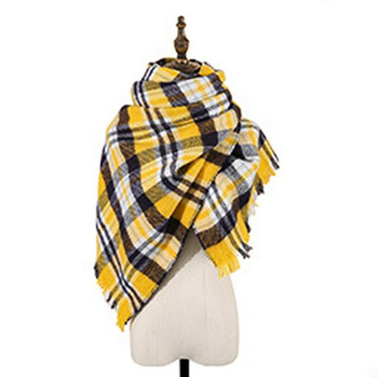 High-End Women's Double-Sided Herringbone Plaid Cashmere-Feel Scarf & Shawl