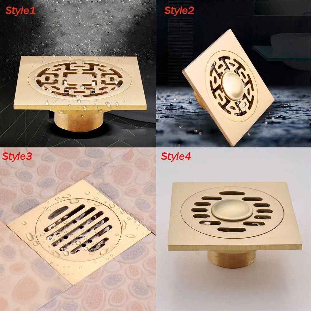 Anti-odor Square Shower Drain Brass Bathroom Drainage Universal Floor Hair Catcher  Toilets