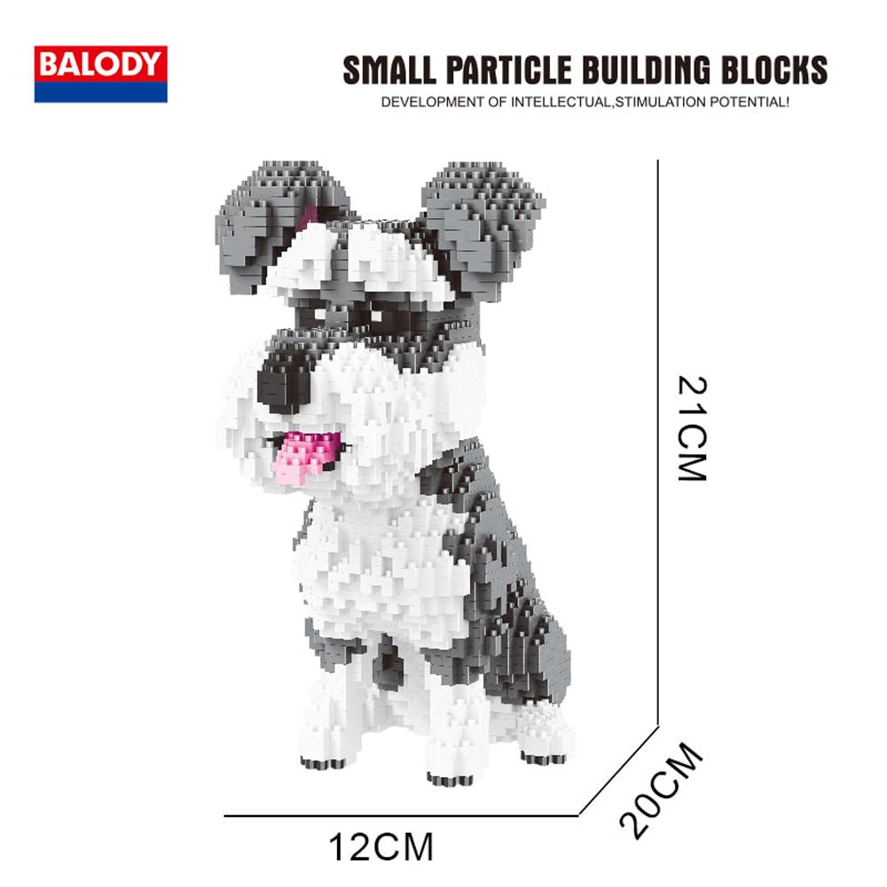 BALODY Blocks Dog Building Blocks Animal Mini Blocks Kids DIY Present Assembly Gift (Schnauzer)