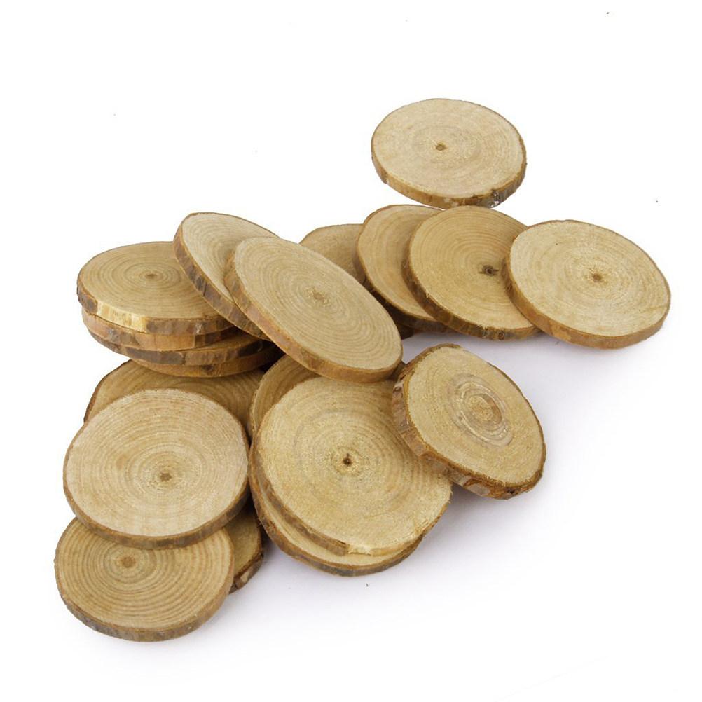 Round Wood Slices Natural Pinewood Log Discs Polished Both Sides Approx 7-9Cm Diameter 0.5-1Cm Thickness DIY Wedding