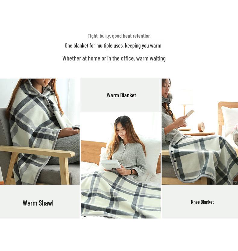 Multifunctional Moisture-Wicking Heat-Generating Flannel Nap Blanket - Fleece Shawl for Office & Kids