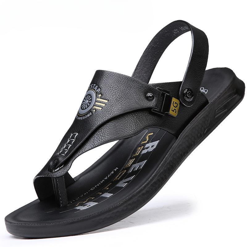 Sandale de vară pentru bărbați, cu talpă moale, antiderapantă, pantofi de plajă, flip-flops mari pentru bărbați, sandale casual din piele, sandalias hombre pantuflas