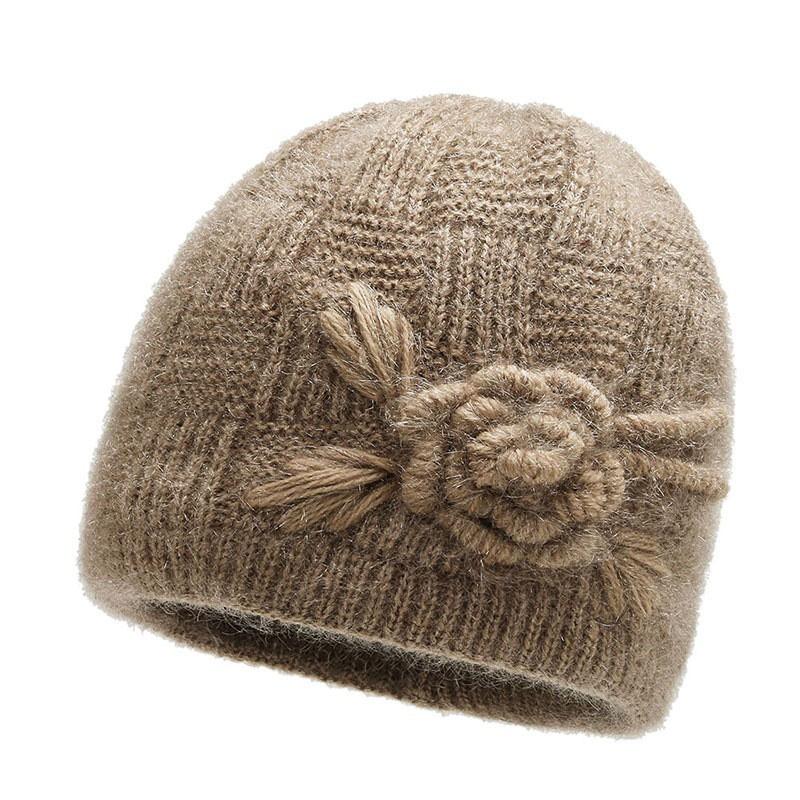 Warm Knitted Beanie Hat Women Seniors Winter Cap Soft Fleece Lined Adjustable One Size