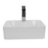 Ceramic Bathroom Sink Modern Rectangular Above Counter Vanity Basin with Faucet Drain Pipe for Home Hotel Glossy White