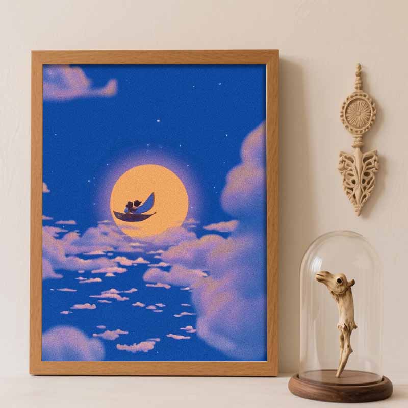 Disney Diamond Painting Kit Aladdin s Magic Carpet Ride, 5D DIY Home Decor and Craft Lovers Ideal Gift, Beautifully Designed Round 20x30cm