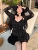 High-End Women's Two-Piece Skirt Swimsuit Set: Long Sleeve, Slimming, Tummy-Concealing, Vacation-Ready.