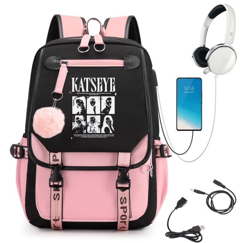 KATSEYE Campus Style Backpack Multifunctional Student Bookbag Large Capacity Lightweight Water-Resistant for School