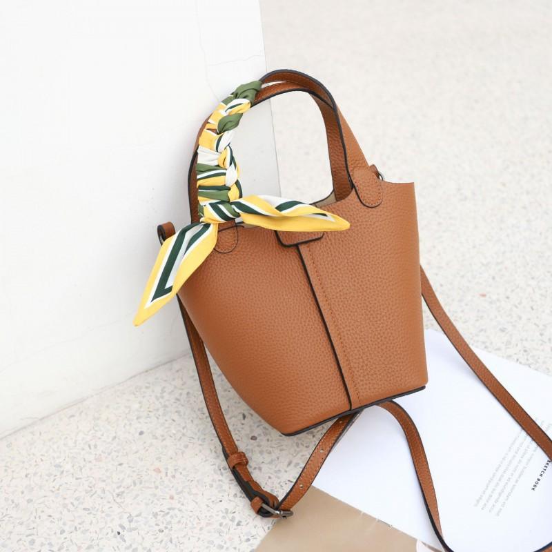 Bag First-layer Cowhide Bucket Fashionable Portable Vegetable Basket Leather Mother