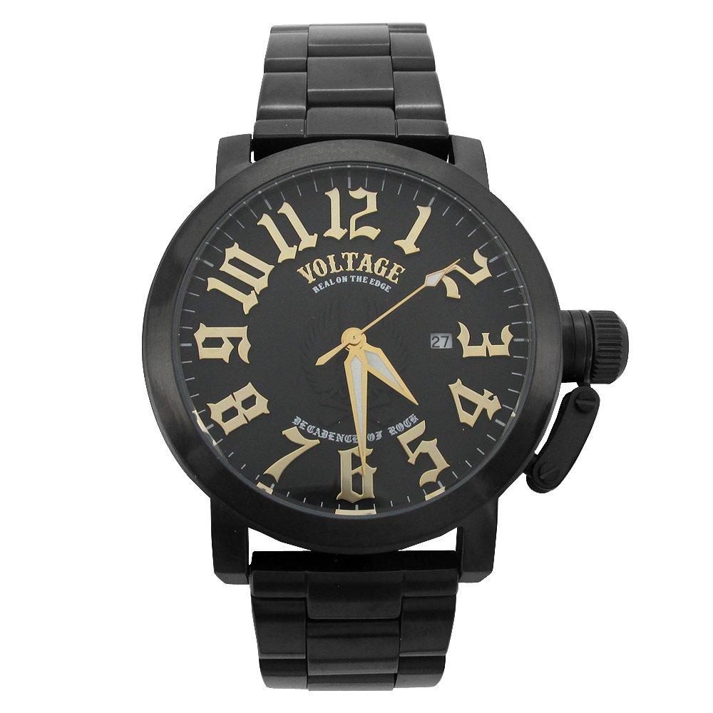 Voltage Watch SURVIVE Black Gold Skull Military Date Watch [Voltage] VO113B-02M-GD Men's