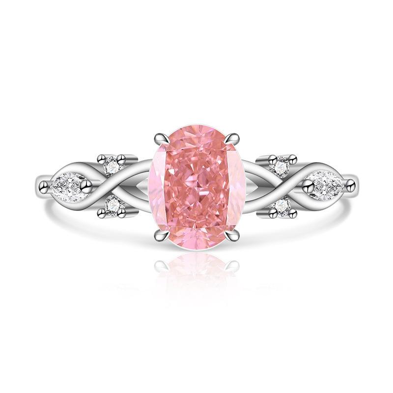 925 Sterling Silver Fashion Light Luxury Ice Flower Cut Zircon Twist Ring Birthday Party Anniversary Gift