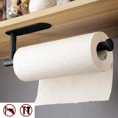 Portarotolo di carta igienica in acciaio inox, autoadesivo, senza foratura, per cucina e bagno, allungabile