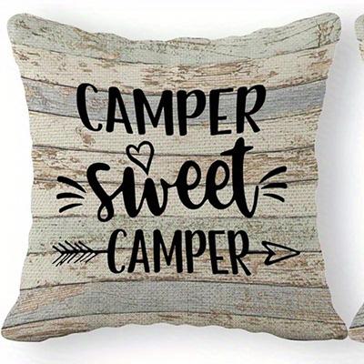 Home Decor Happy Campers-Themed Digital Print Pillow Covers Pattern Cushion Cover Suitable For Sofa Bedroom Car Pillow Cover