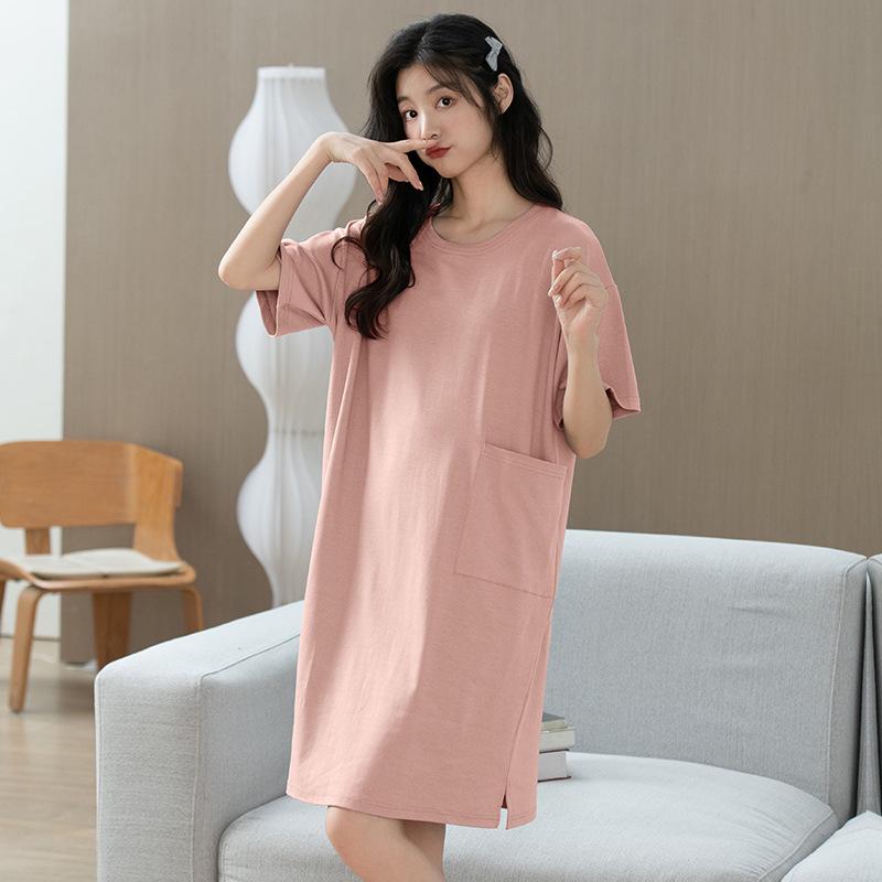 Women's Summer Cotton Loose Casual Short Sleeve Nightdress