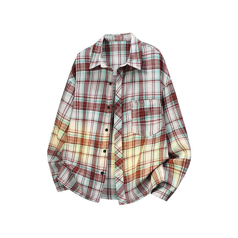 Camisa de Franela Oversize Unisex Manga Larga Cuadros Casual Estilo Universitario