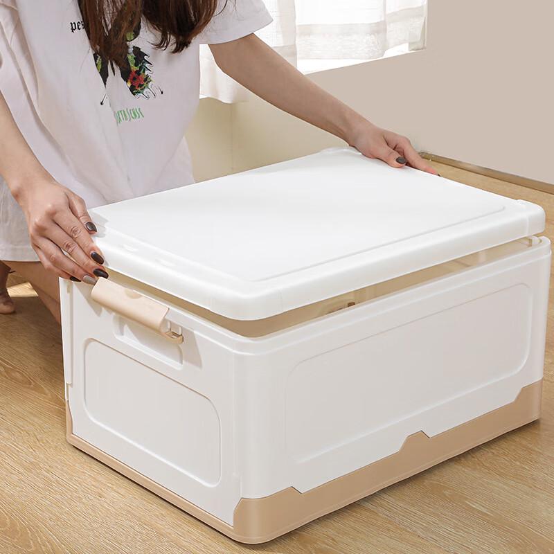Foldable Plastic Storage Box with Lid & Handles, 28L