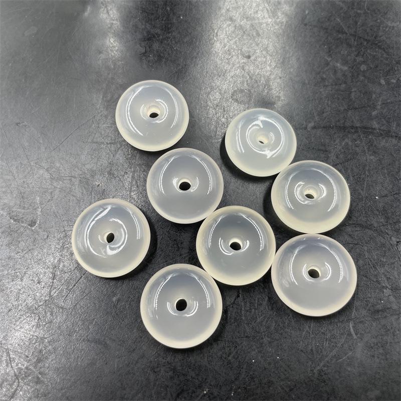 15mm Ice Jade White Chalcedony Small Peace Buckle with Off-center and Princess Clasp Jade Pendant Diameter approx. 15mm
