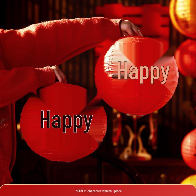 Double Happiness Chinese Wedding Room Decoration Set with Lanterns & Honeycomb Ornaments for Bedroom Photo Props