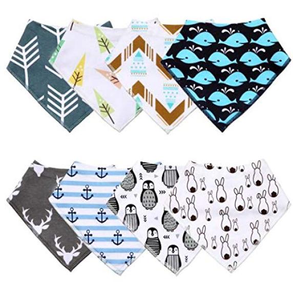 Just Baby Baby Triangle Set of Soft Cotton Bibs for Boys and Adjustable Includes Mouth Perfect for and as a Baby Gift Bibs, 8, Girls, Sizes, Wipes,