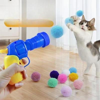 Silent Ball Ball Cat Toy Plush Ball Firing Gun Cat Hairball Catapult Pet Ball Self High Relief Elastic