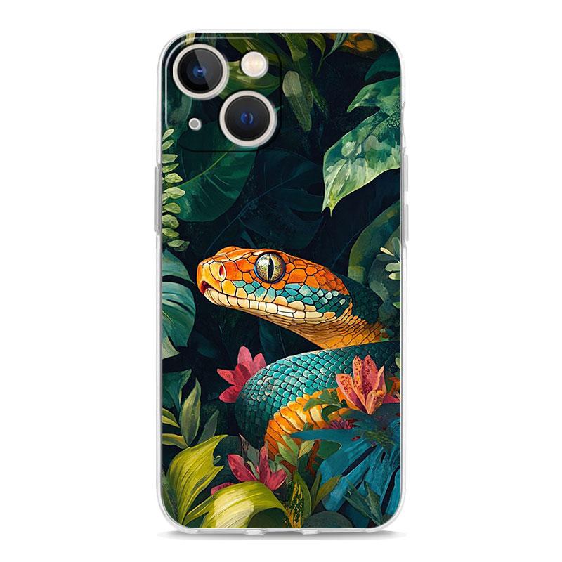 Phone Case For iPhone 17 Air Cases iPhone 16 15 12 13 14 Pro Max SE 7 8 Plus iPhone11 Clear Soft Cover Blossom Pink Snake