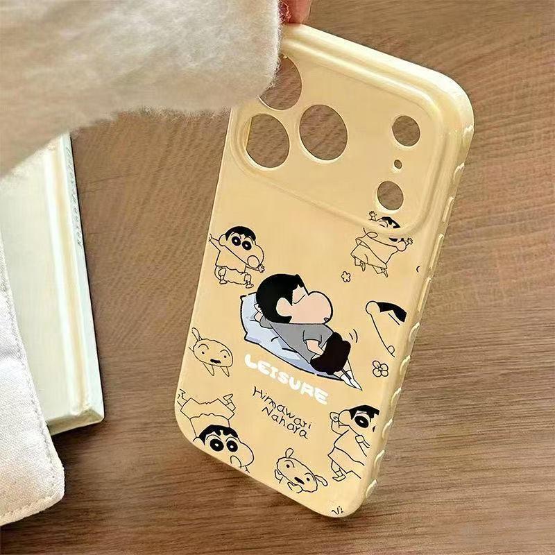 

Sleeping Crayon Shin-chan iPhone 17 Pro Max Case, Compatible with iPhone 16 Plus/15/14/13, Side Heart Design iPhone 12 Pro